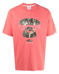 T-shirt à col rond camouflage fuchsia AAPE BY A BATHING APE