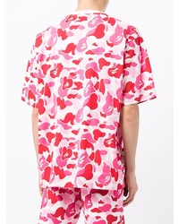 T-shirt à col rond camouflage fuchsia A Bathing Ape