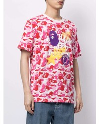 T-shirt à col rond camouflage fuchsia A Bathing Ape