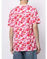 T-shirt à col rond camouflage fuchsia A Bathing Ape