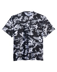 T-shirt à col rond camouflage gris foncé Balenciaga