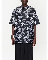 T-shirt à col rond camouflage gris foncé Balenciaga