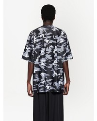 T-shirt à col rond camouflage gris foncé Balenciaga