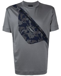 T-shirt à col rond camouflage gris foncé Emporio Armani