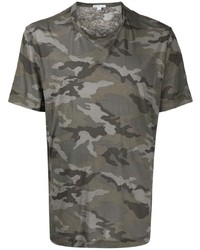 T-shirt à col rond camouflage gris foncé James Perse
