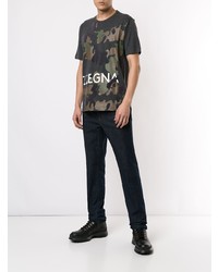 T-shirt à col rond camouflage gris foncé Ermenegildo Zegna