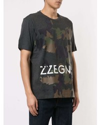 T-shirt à col rond camouflage gris foncé Ermenegildo Zegna