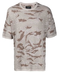 T-shirt à col rond camouflage gris AllSaints