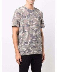 T-shirt à col rond camouflage gris Saint Laurent