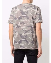 T-shirt à col rond camouflage gris Saint Laurent