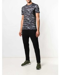 T-shirt à col rond camouflage gris Ea7 Emporio Armani