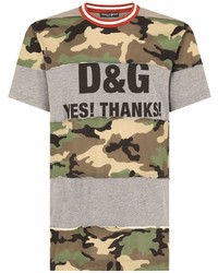 T-shirt à col rond camouflage gris Dolce & Gabbana