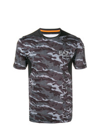 T-shirt à col rond camouflage gris Ea7 Emporio Armani
