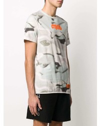 T-shirt à col rond camouflage gris Heron Preston