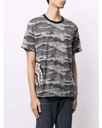 T-shirt à col rond camouflage gris A Bathing Ape