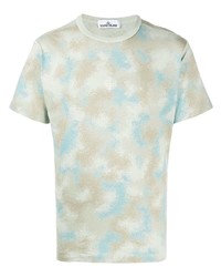 T-shirt à col rond camouflage gris Stone Island