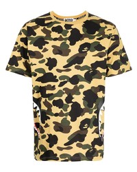 T-shirt à col rond camouflage jaune