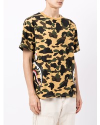 T-shirt à col rond camouflage jaune A Bathing Ape