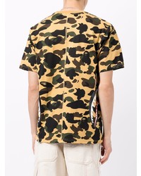 T-shirt à col rond camouflage jaune A Bathing Ape