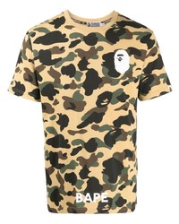 T-shirt à col rond camouflage marron clair A Bathing Ape
