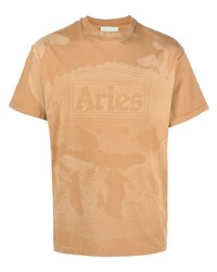 T-shirt à col rond camouflage marron clair Aries