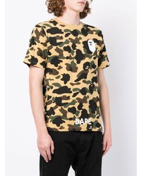 T-shirt à col rond camouflage marron clair A Bathing Ape