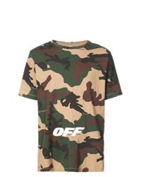 T-shirt à col rond camouflage marron clair Off-White
