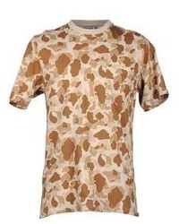 T-shirt à col rond camouflage marron