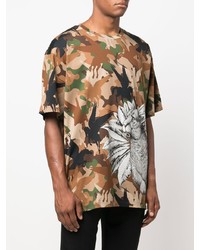 T-shirt à col rond camouflage marron Etro