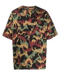 T-shirt à col rond camouflage multicolore 424