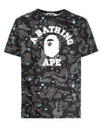 T-shirt à col rond camouflage noir A Bathing Ape