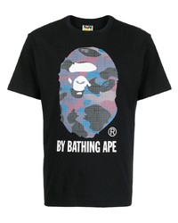 T-shirt à col rond camouflage noir A Bathing Ape