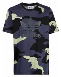 T-shirt à col rond camouflage noir adidas