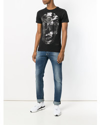 T-shirt à col rond camouflage noir Philipp Plein