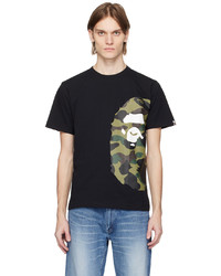 T-shirt à col rond camouflage noir BAPE