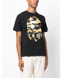 T-shirt à col rond camouflage noir A Bathing Ape