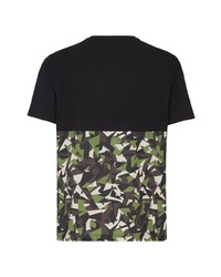 T-shirt à col rond camouflage noir Fendi