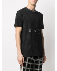 T-shirt à col rond camouflage noir Off-White