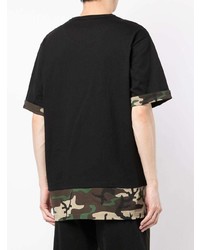 T-shirt à col rond camouflage noir Izzue