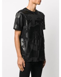 T-shirt à col rond camouflage noir Philipp Plein