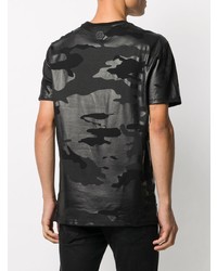 T-shirt à col rond camouflage noir Philipp Plein