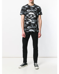 T-shirt à col rond camouflage noir Philipp Plein