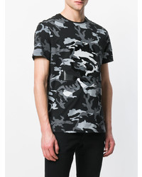 T-shirt à col rond camouflage noir Philipp Plein