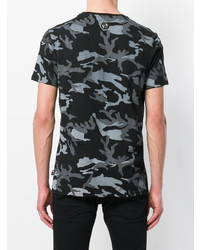 T-shirt à col rond camouflage noir Philipp Plein