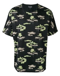 T-shirt à col rond camouflage noir Emporio Armani