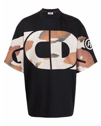 T-shirt à col rond camouflage noir Gcds