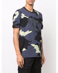 T-shirt à col rond camouflage noir adidas