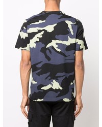 T-shirt à col rond camouflage noir adidas