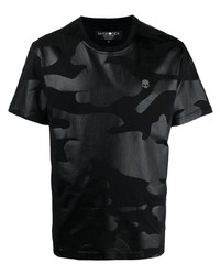 T-shirt à col rond camouflage noir Hydrogen