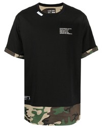 T-shirt à col rond camouflage noir Izzue